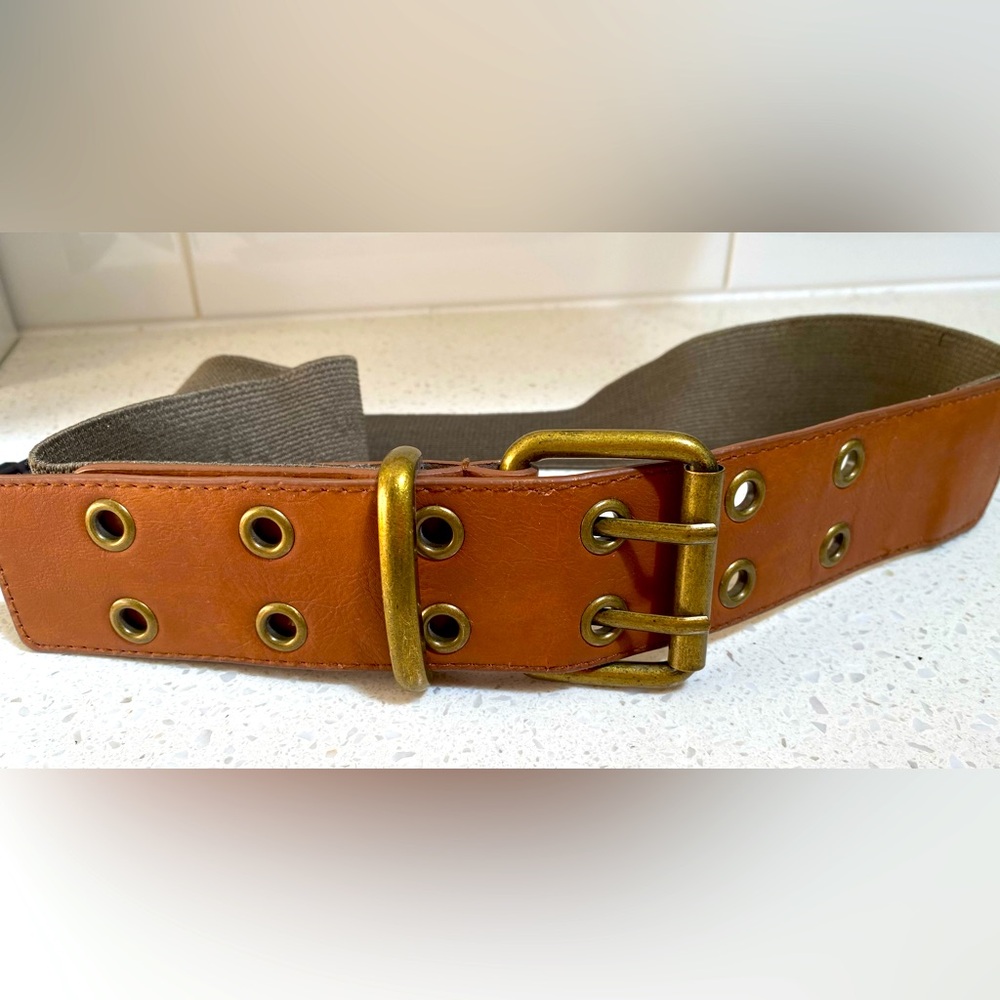 Army style faux leather and Elastic belt